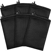 FdcZeyxior 6 PCS Nylon Mesh Drawstring Bag, Black Small Drawstring Pouch 4.72" X 7.3" Mesh Gift Bags with Drawstrings for Mp3 Charger Cosmetic Jewelry Key Earphone Supplies