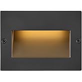 Hinkley Landscape Lighting Taper 1563SB Horizontal 12v Step Light, Low-Voltage, Recessed Mount, Integrated LED, Satin Black