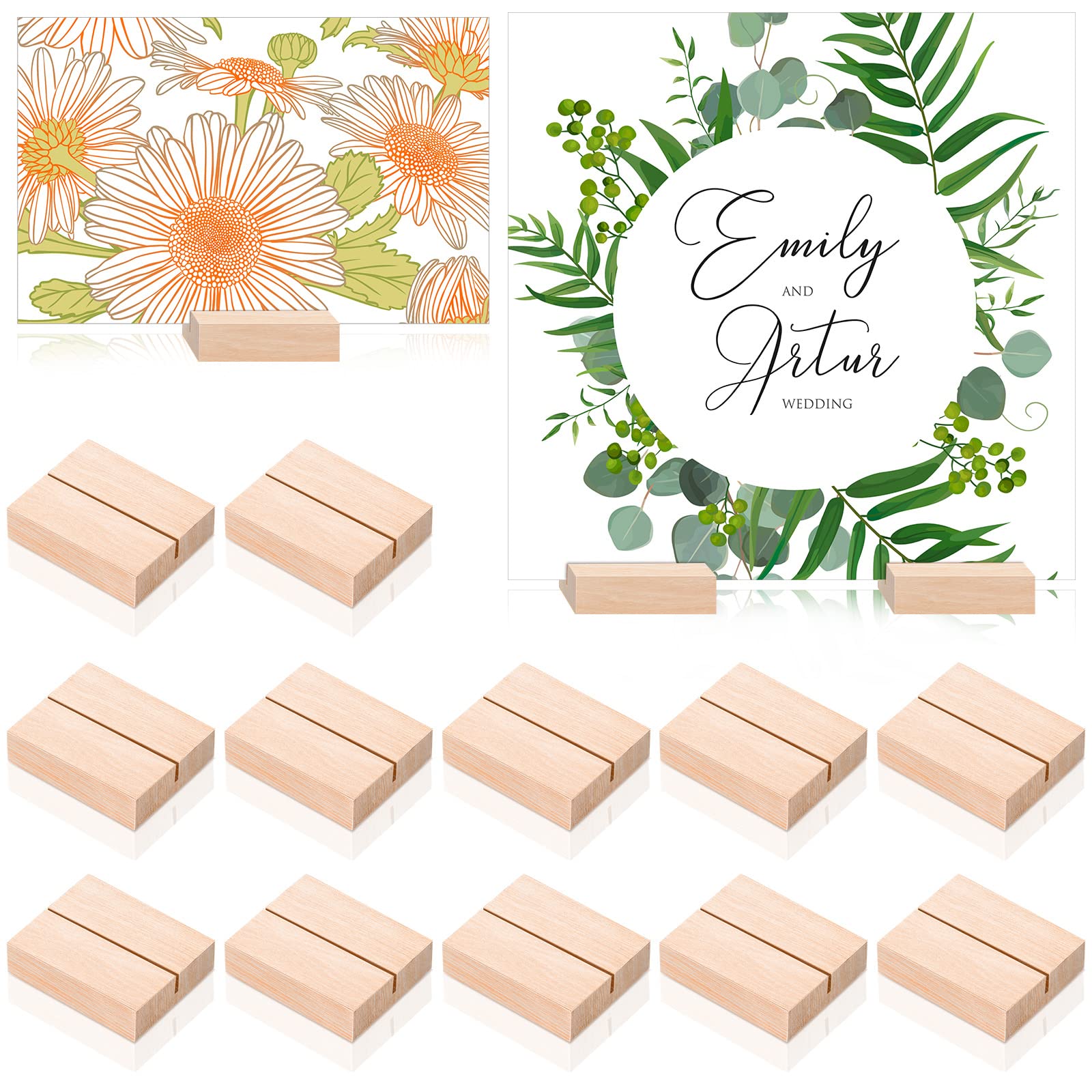 Photo 1 of 25 Pcs Wood Place Card Holder for Wedding Wooden Table Number Holders Stands for Display Name Card Sign Holders Home Dinner Events Retail Shop Office Menu Decorations Party Supply