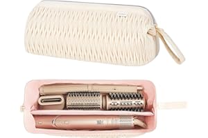 Leudes Dyson Airwrap Travel Case for Shark Hair Dryer Airstraight Flex Style Hair Attachment Tool Organizer Accessories Air Wrap Flat Curling Iron Carrying Case (Beige)
