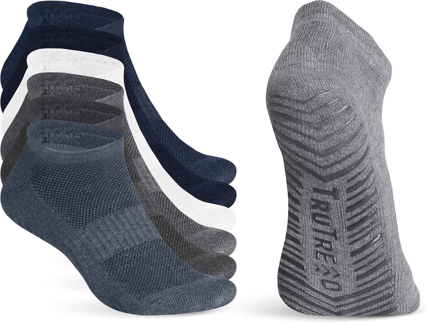 TruTread Non Slip Grip Yoga Socks for Women & Men - Non Skid Hospital, Yoga, Barre, Pilates, 6 Pairs: Clothing