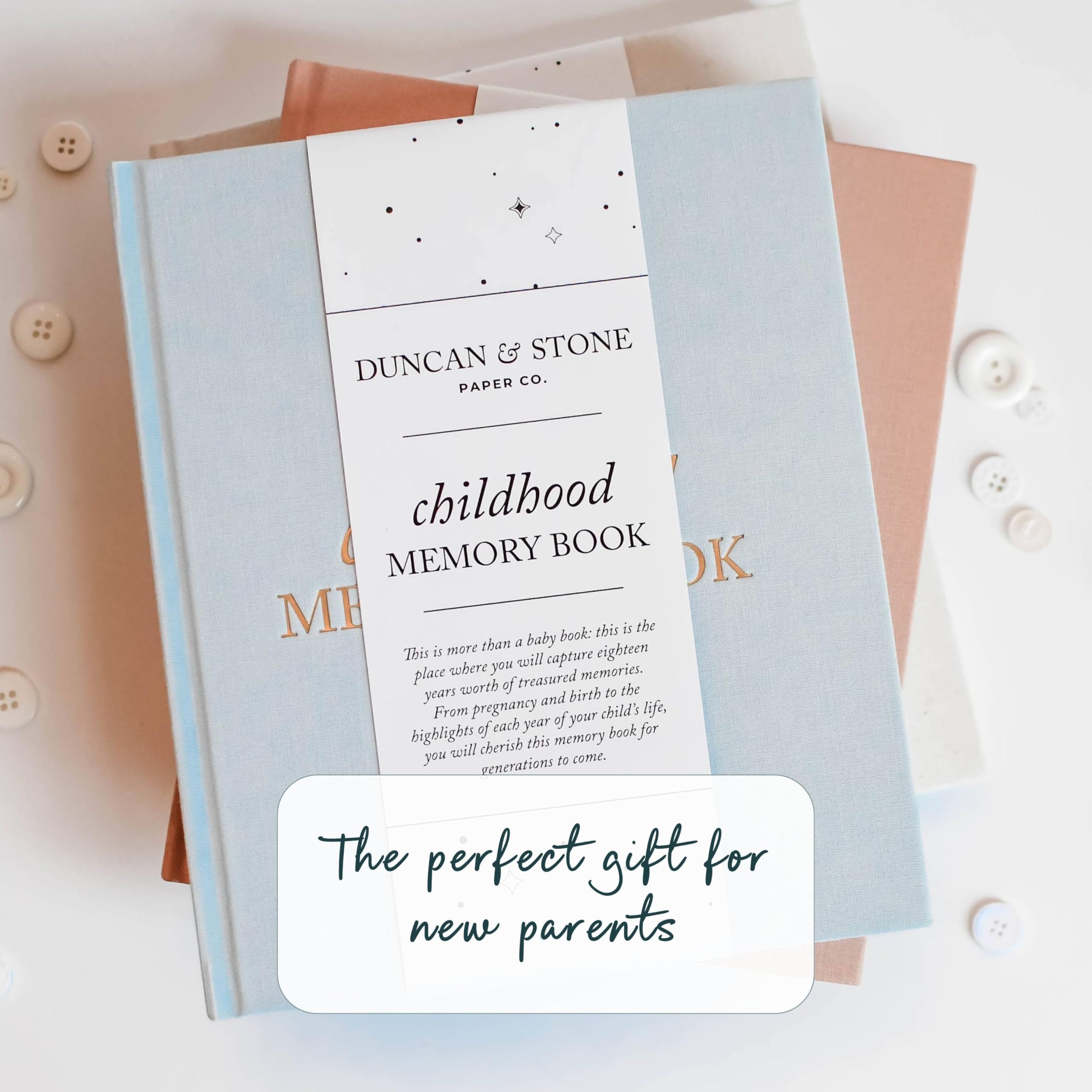 Childhood Memory Book - Elegant Child Memory Book from Pregnancy to Age 18 W/Prompts, Space for Photos & More - Baby Journal (175 Pages, Dusty Rose)