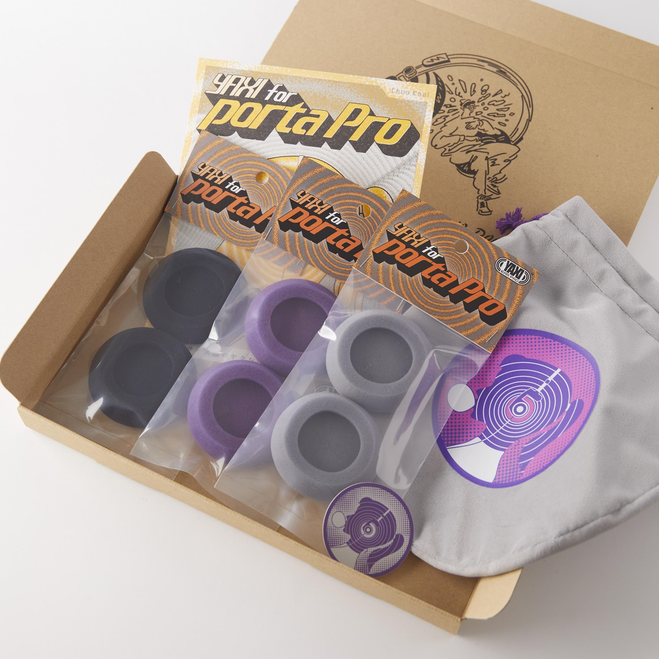 YAXI EARPADS for Koss PORTAPRO 3Pairs+Pouch ((Black+Grey+Purple)+Pouch)