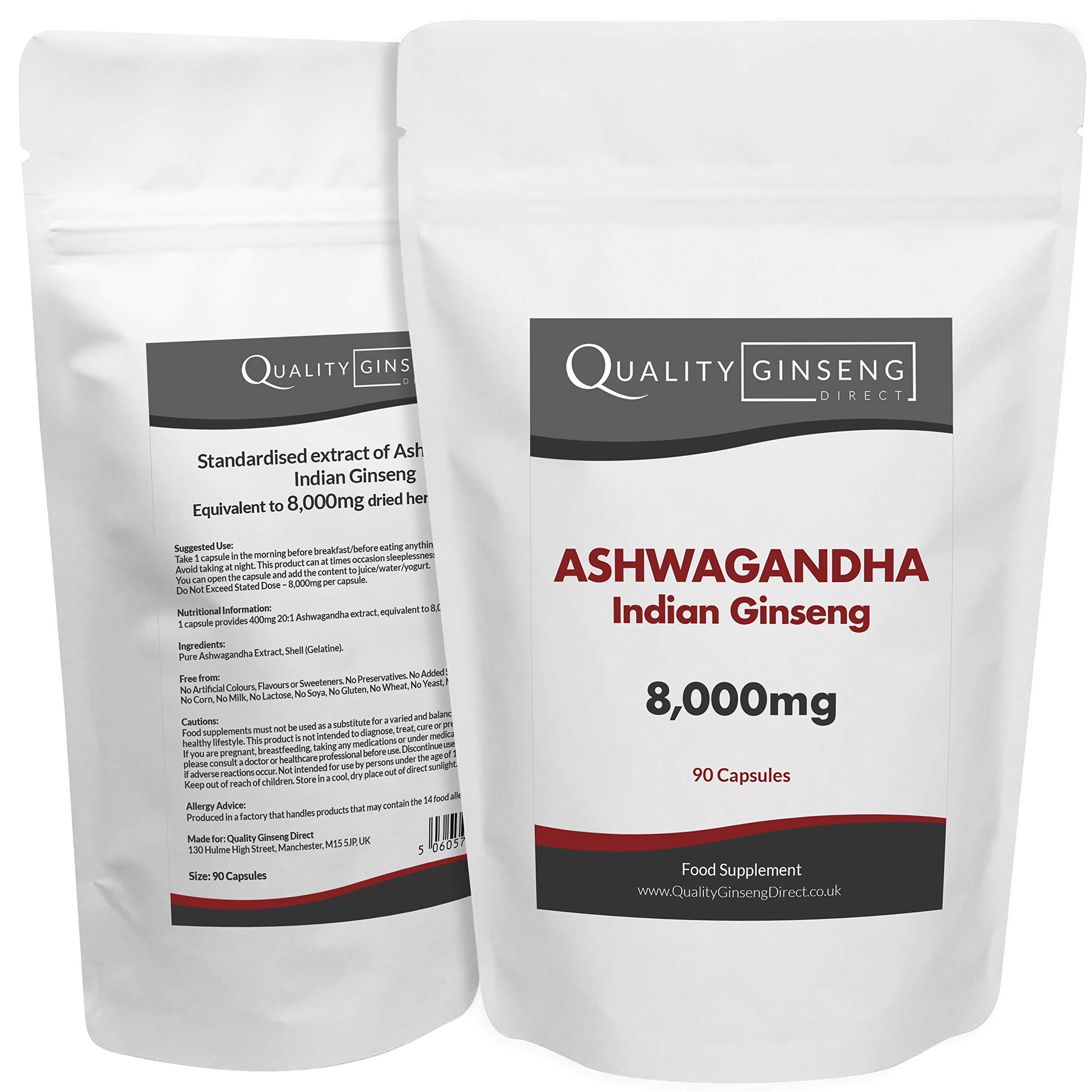 Ashwagandha - Indian Ginseng - 8,000mg Capsules - Powerful Formula (90)