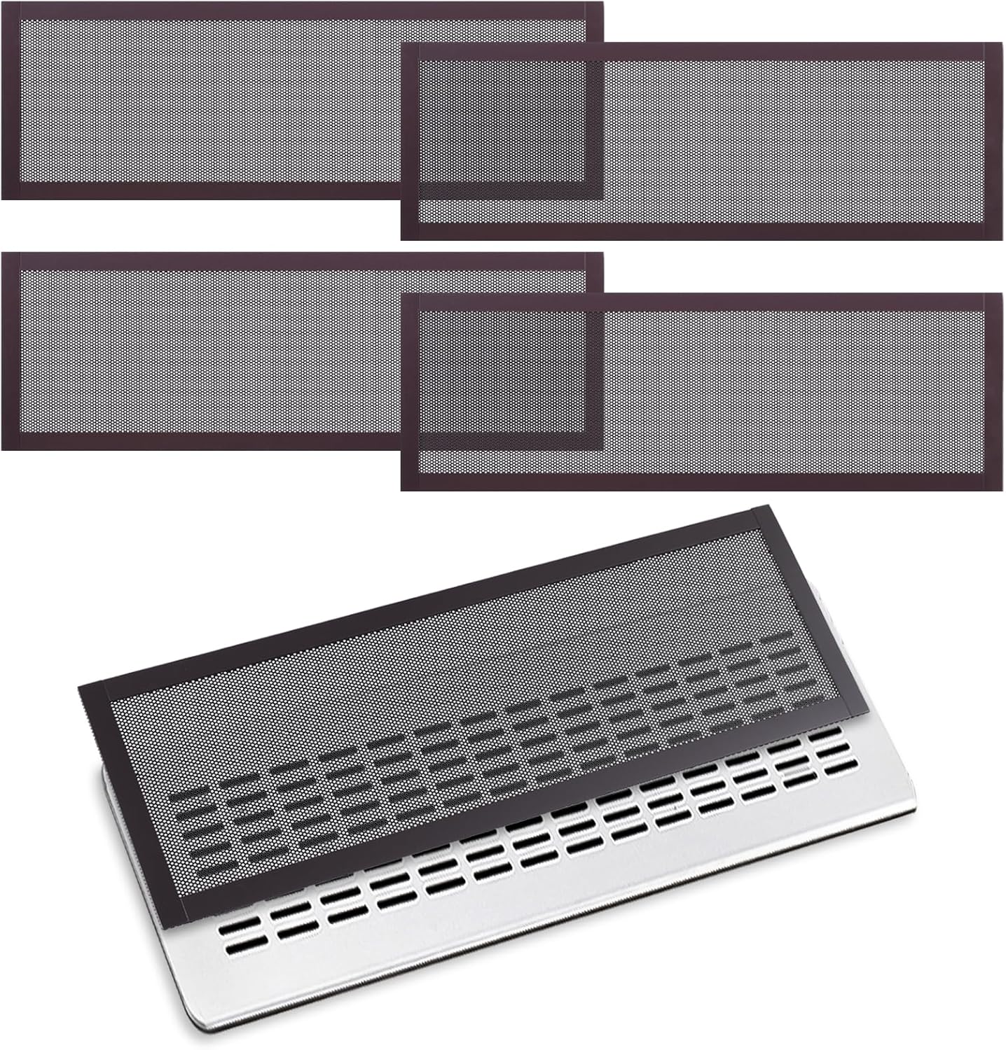 Registers, Grilles & Vents - 4 Pack Strong Magnetic Floor Vent Cover - PVC Mesh Register for Wall Ceiling Floor Catch Debris Hair Insect (Black, 4 x 12 Inch)