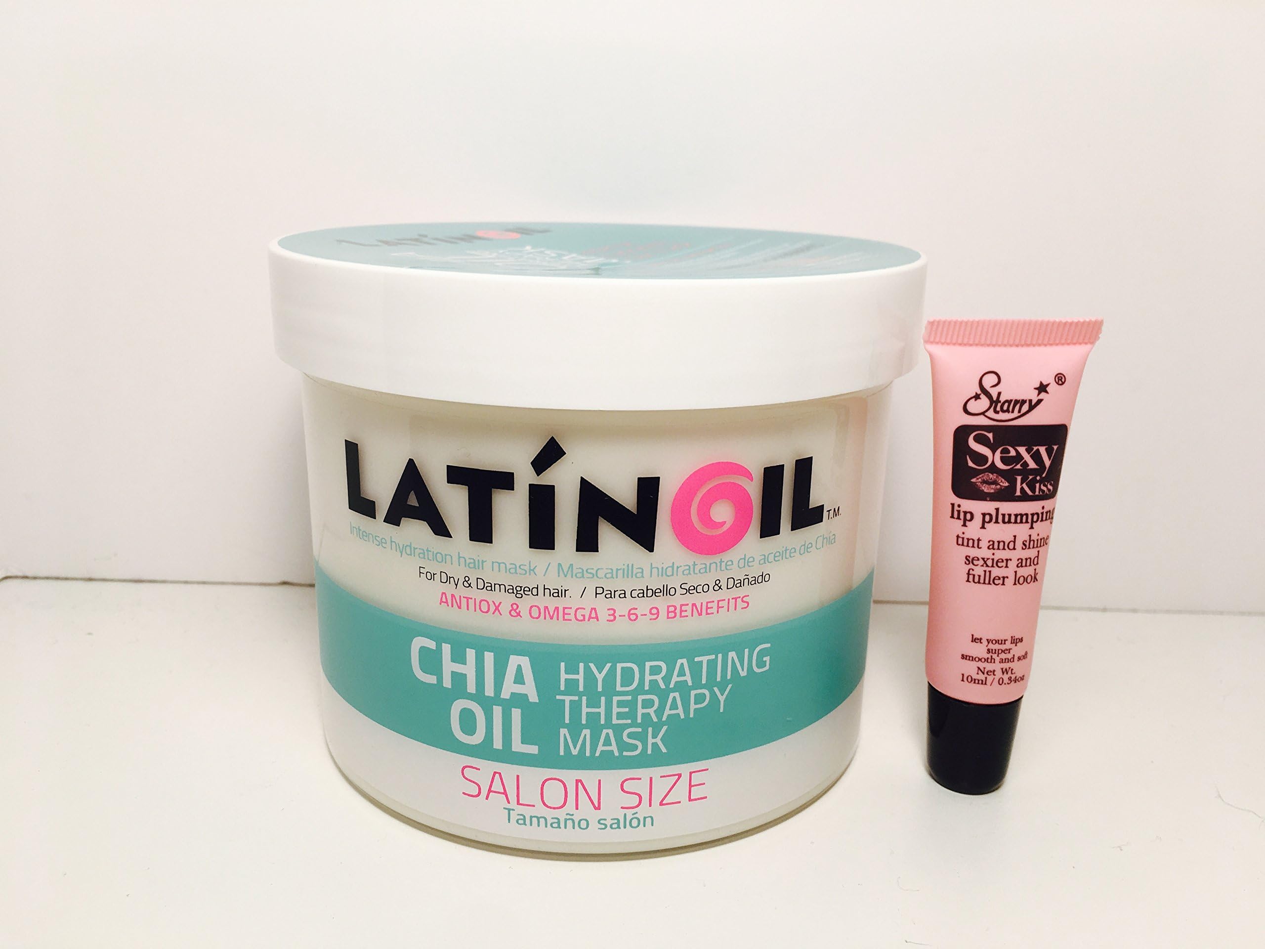 Latinoil Chia Oil Hydrating Therapy Mask for Dry and Damaged Hair 32 OzFree Starry Sexy Kiss Lip Plumping 10 Ml