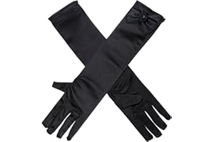 IBLUELOVER Girls Princess Gloves Kids Long Dress Up Bows Gloves Stretch Satin Costume Gloves for Performance Party Photography Wedding