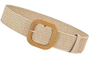 XZQTIVE Woven Belt for Women Straw Elastic Stretch Waist Belt Boho Belts Ladies Summer Beach Dress Belts