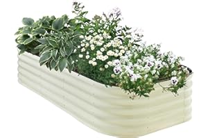 HEAHOLD Galvanized Steel Raised Garden Bed 8x2ft Oval - 17" Tall 9-in-1 Modular Metal Planter Box for Vegetables/Flowers, Rus