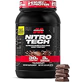 Muscletech Whey Protein Powder (Milk Chocolate, 2 Pound) - Nitro-Tech Ultimate Muscle Building Formula with Whey Protein Isolate - 30g of Protein, 3g of Creatine & 6.8g of BCAA - Packaging May Vary