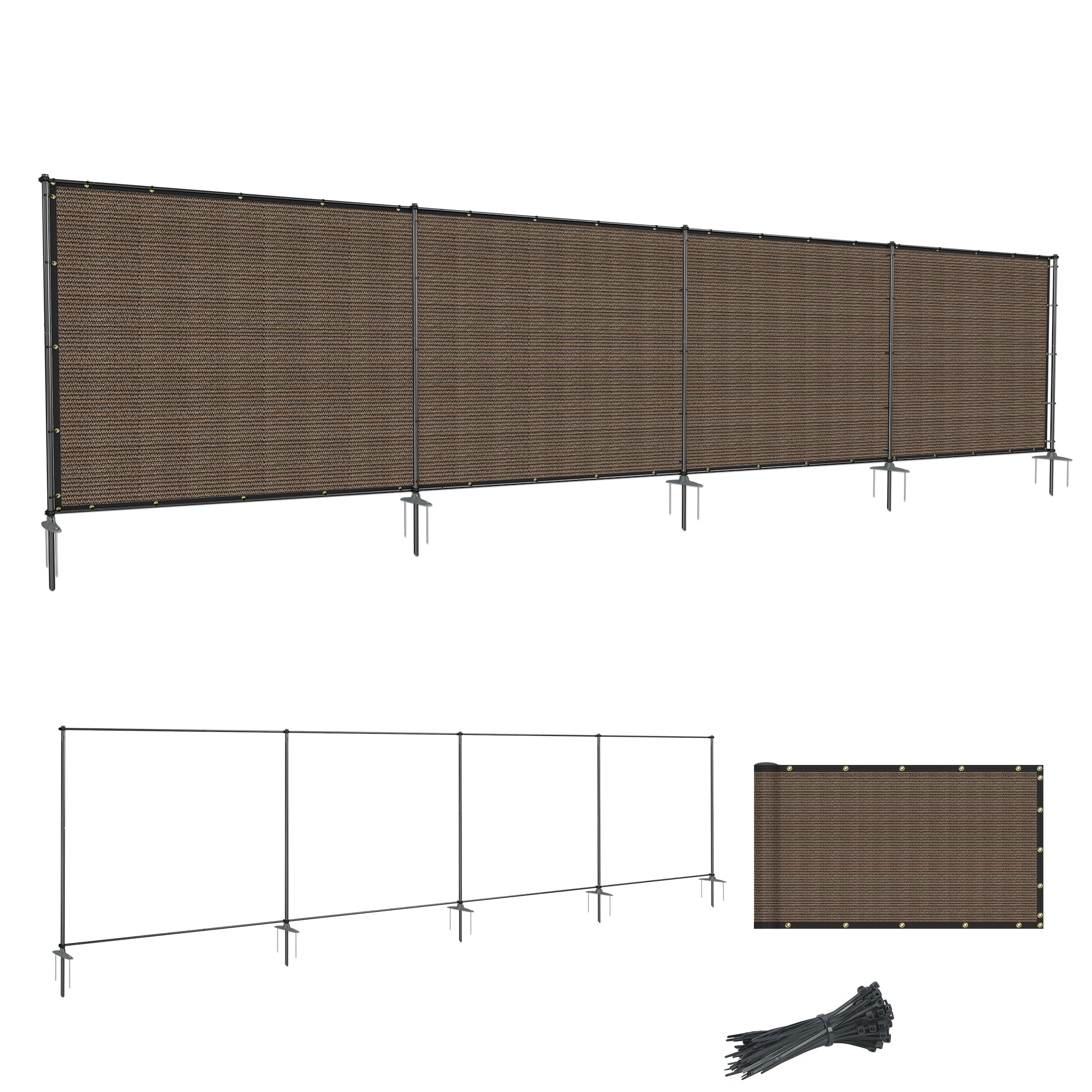 SunnyRoyal 5' x 2' Privacy Fence Screen with Iron