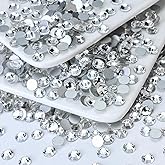 Briskbloom 1440PCS SS3 Flatback Rhinestones, Round Glass Crystal Gems for Nail Art and Craft Clothes, Glue Fix Crystal Clear/White Diamond Stones (1.3-1.4mm)
