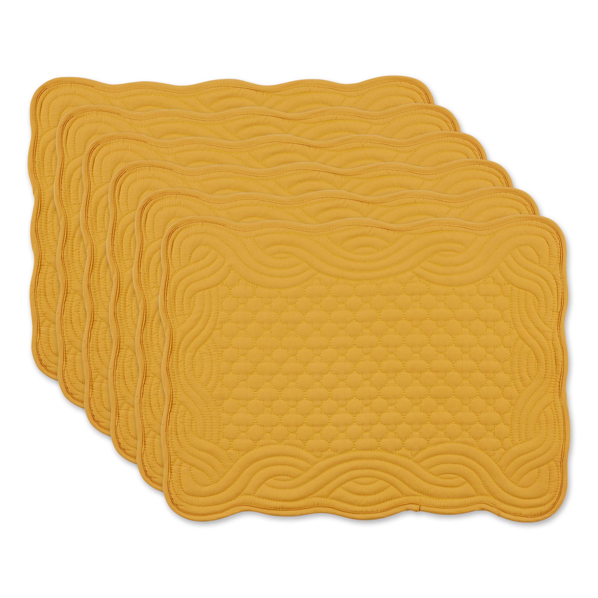 DII Quilted Farmhouse Collection Tabletop, Placemat Set, Honey Gold, 6 Piece