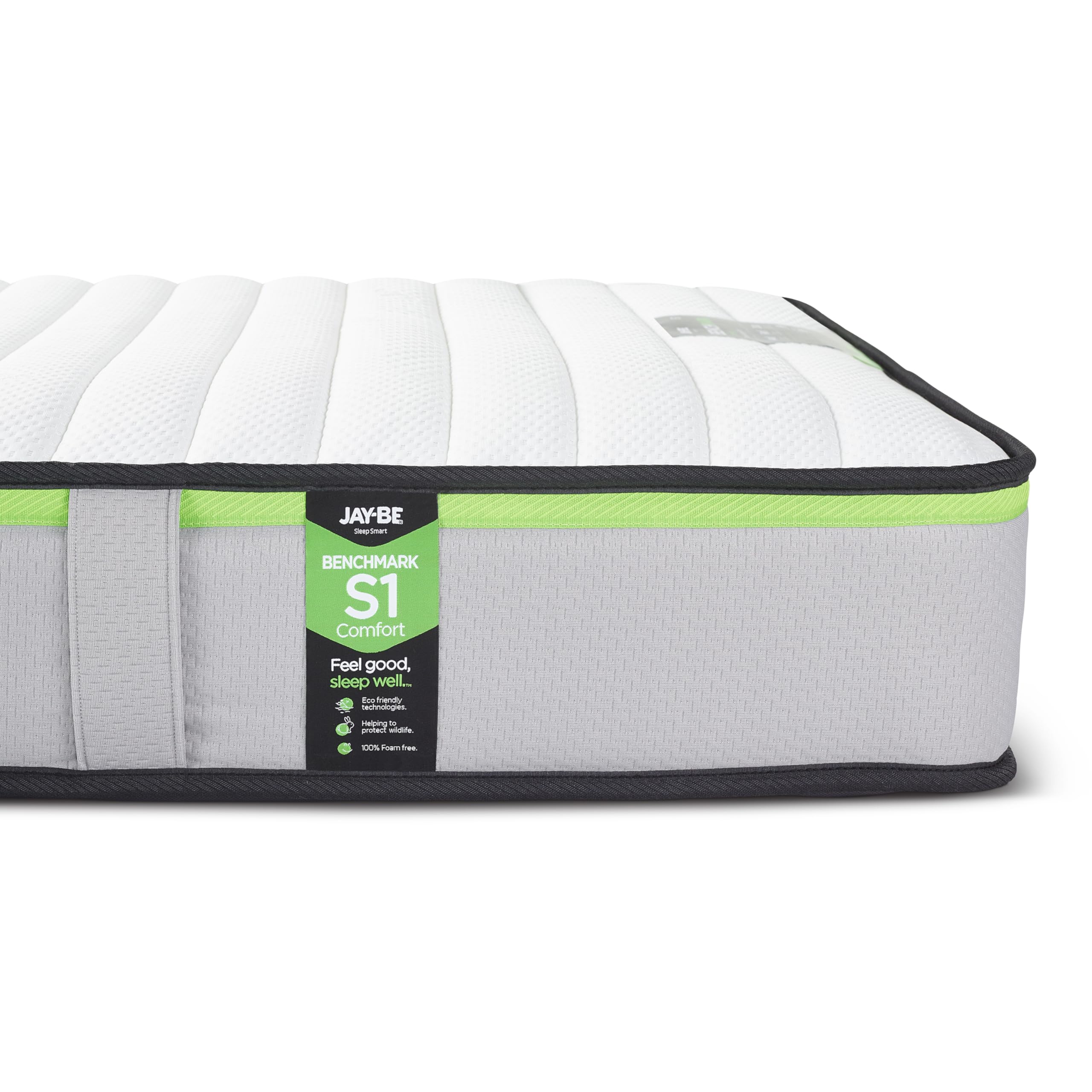 JAY-BE Benchmark S1 Double Mattress, 18cm Thick, Comfort Support, Medium Mattress, 100% Foam Free, Hypoallergenic, 4ft6 Double (190 x 135 x 18cm)