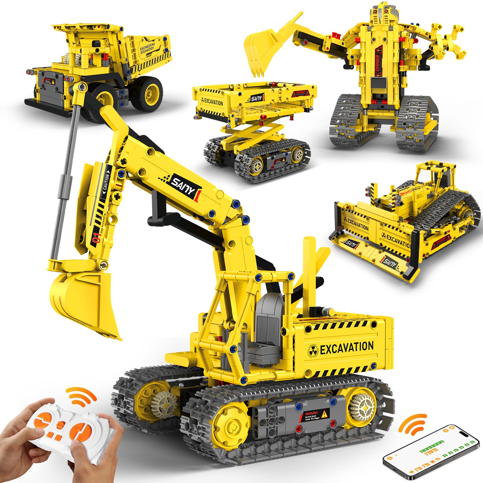 Photo 1 of ***MISSING PARTS***
HBUDS Robot Building Kits, 5-in-1 Stem Toys for Boys Age 8-14, APP & Remote Control Excavator Kids Construction Toys, Programmable Erector Sets, Educational Robotic Kit Gifts for Girls Boys (555 PCS)
