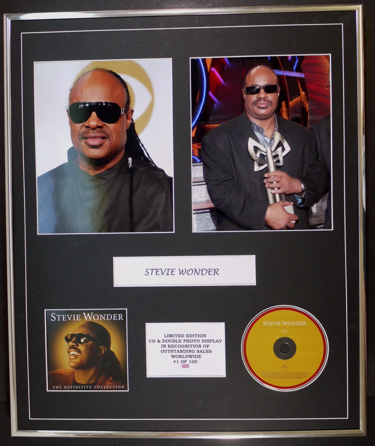 STEVIE WONDER/CD & DOUBLE PHOTO DISPLAY/LTD. EDITION/COA/THE DEFINITIVE COLLECTION