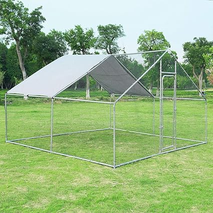 Giantex Large Metal Chicken Coop Walk In Chicken Coops Run House Shade Cage With Waterproof And Anti Ultraviolet Cover For Outdoor Backyard Farm Use