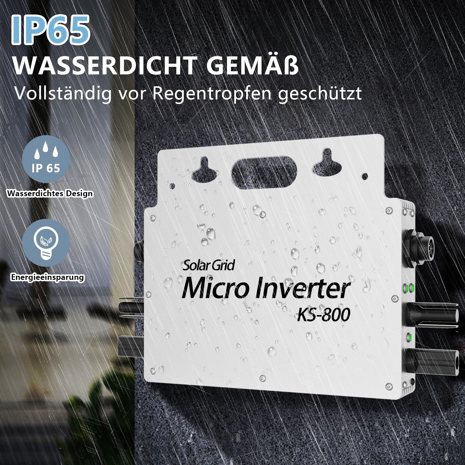 Balkonkraftwerk 800W – Wechselrichter 800W, IP65, WLAN-App, MPPT, Für 2 Solarmodule, Plug-and-Play
