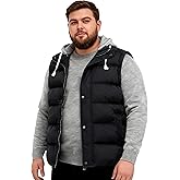 wantdo Men's Big and Tall Puffer Vest Warm Winter Vest Quilted Sleeveless Winter Coat with Detachable Hood