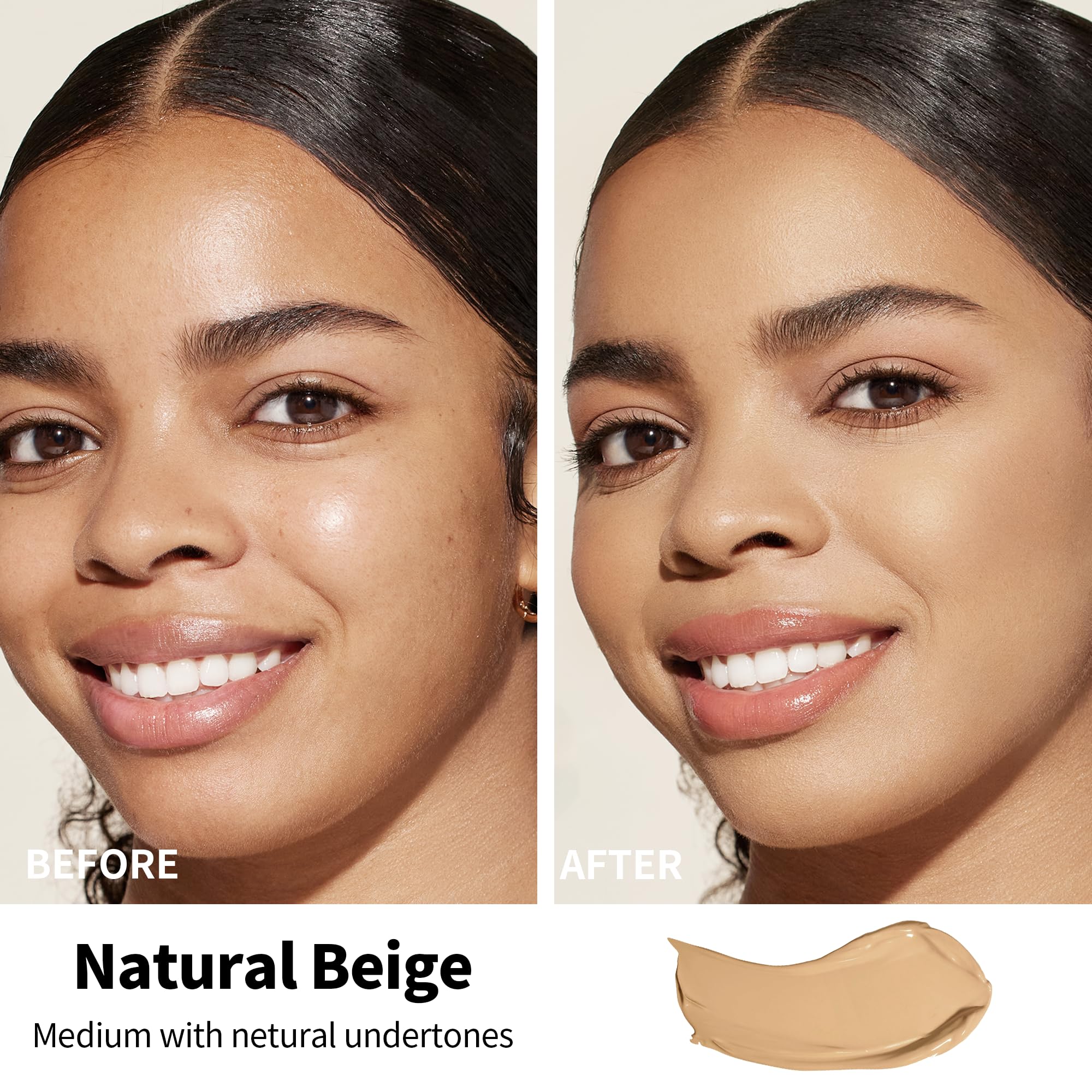 FV 2 Pack Waterproof Foundation, Lightweight & Medium Coverage Foundation with Matte Finish, Oil Control Long Lasting Liquid Foundation Makeup for Oily Normal Skin (Natural Beige, 1.05 fl.oz)
