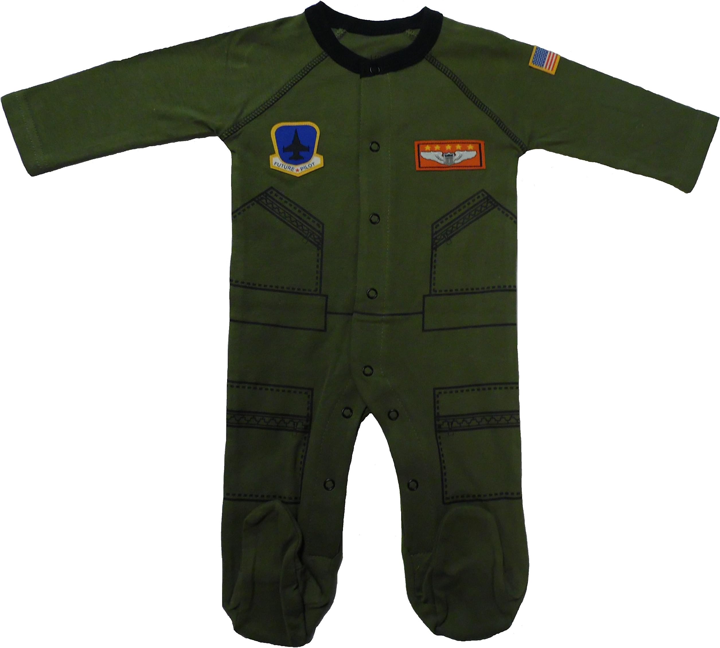 Baby Boys Aviator Flight Suit Future Pilot Long Outfit Olive Green