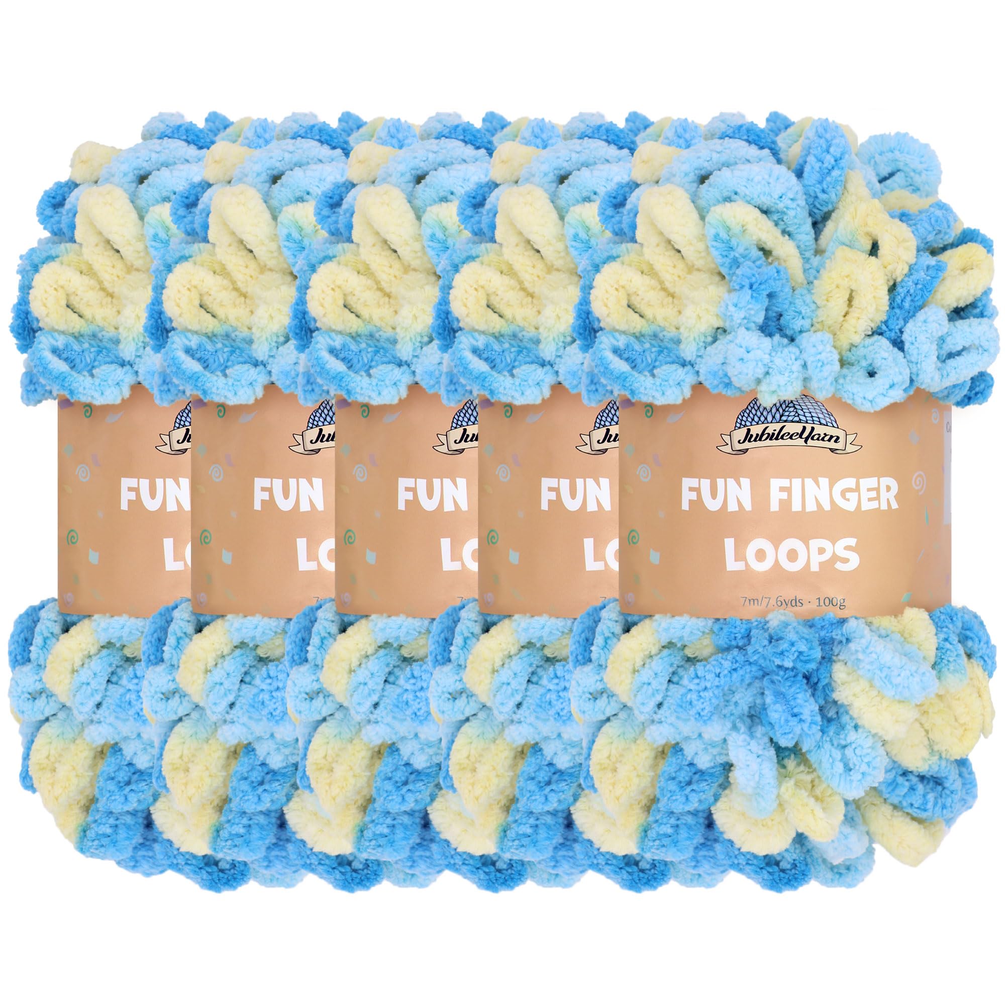 JubileeYarn Fun Finger Loops Yarn - Polyester Jumbo Weight Loop Yarn - 100g/Skein - Tyche - 5 Skeins — image 1