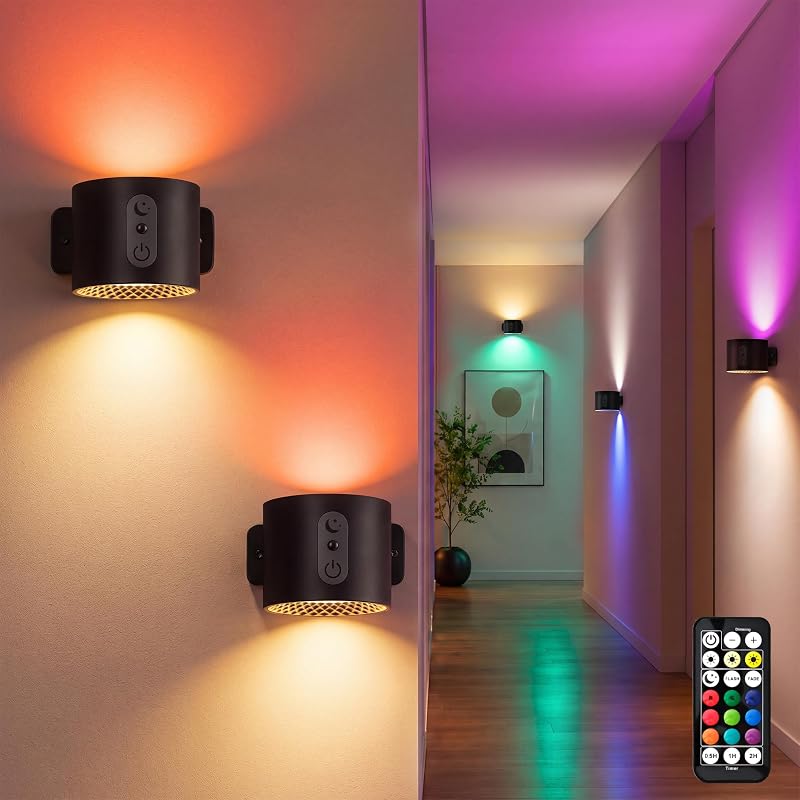 2ER LED Wandleuchte Innen Akku RGB mit Fernbedienung — Foto 1 von 8