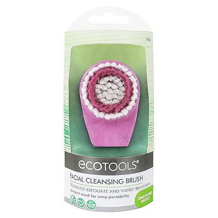 Ecotools Cruelty Free And Vegan Portable Facial Cleansing Brush Made With Cotton And Bamboo For Gentle Exfoliation To Visibly Revive Skin