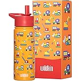 Wildkin Kids 18oz Stainless Steel Water Bottle – BPA-Free, Leakproof, Insulated, Easy-Clean - Under Construction
