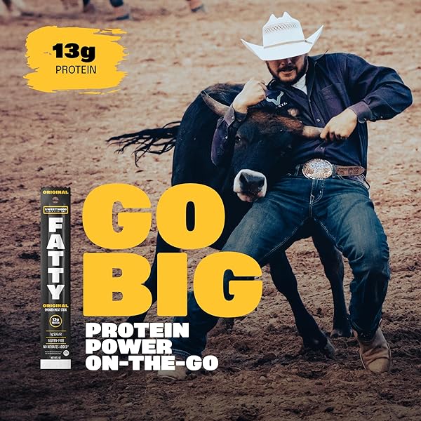 FATTY GRASS-FED BEEF SMOKED MEAT STICKS, ORIGINAL FLAVOR, 13G PROTEIN PER STICK, CAMPING SNACK, 2 OZ. (PACK OF 5)