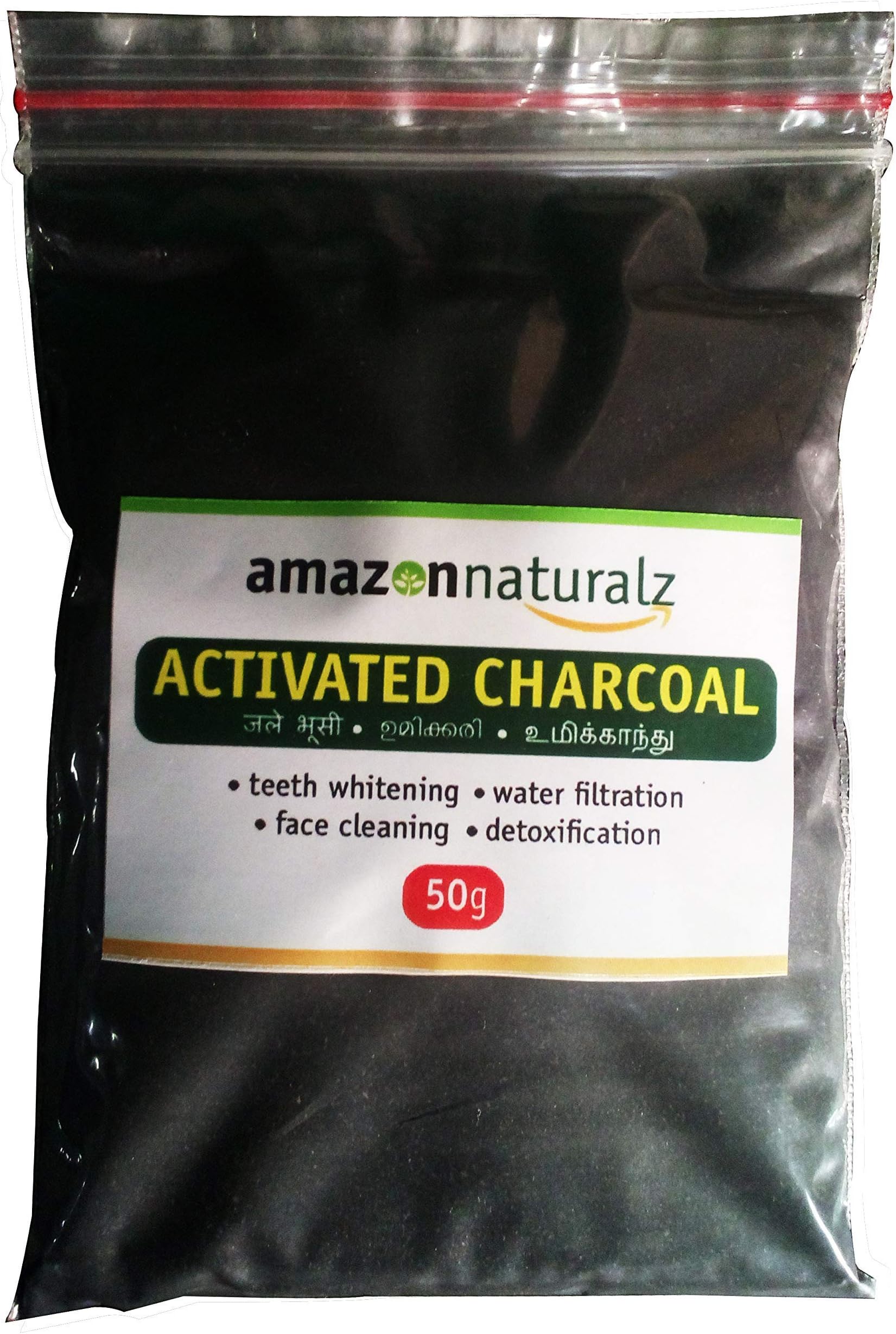 Naturalz Activated Charcoal - Teeth Whitening, Water Filtration, Air ourification, Detoxification, Face Cleaning - 50 g