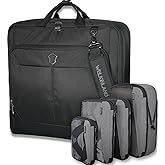 WELKINLAND 3-Suits Garment Bags for Travel W/ 4-Pack Compression Packing Cubes, 30L-Large Carry On Garment Bag for Travel, 15-Pockets Suit Holder Travel Bag, Wrinkle-Free Suit Garment Bag for Men
