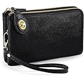 YALUXE Genuine Leather Wristlet Handbags Purses Cell Phone Pocket Clutch Wallet Crossbody Bags for Women