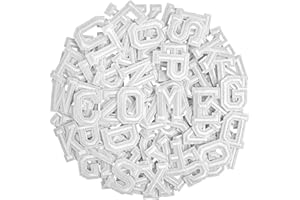 104pcs White Iron on Letters Patches, Embroidery Fabric Letters Applique Patch for Clothing, Jackets, Jeans, Hats, Backpacks,