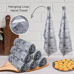 Urban Villa Christmas Kitchen Towels Grey Snowflake