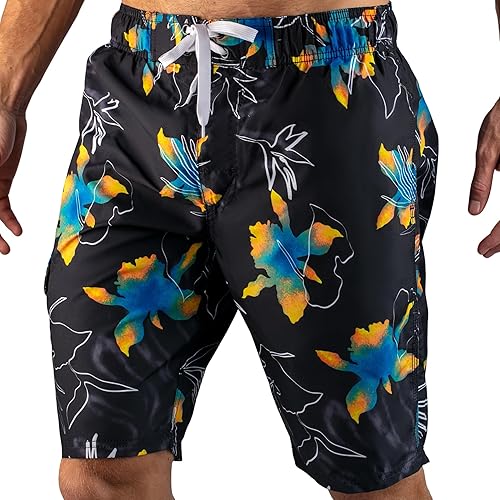 Kanu Surf Men's Standard Flex Swim Trunks (Regular & Extended Sizes), Seagate Black, XX-Large