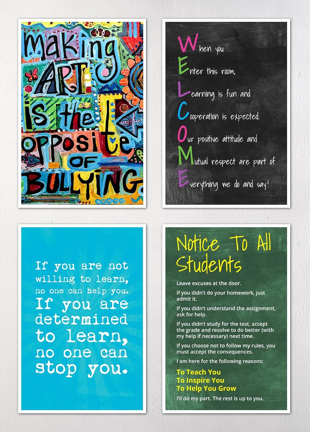 Amazon Com Keep Calm Collection Inspirational Classroom Posters Set Of Four 12 X18 Prints Great Gift For Teachers And Students Home Kitchen keep calm collection inspirational