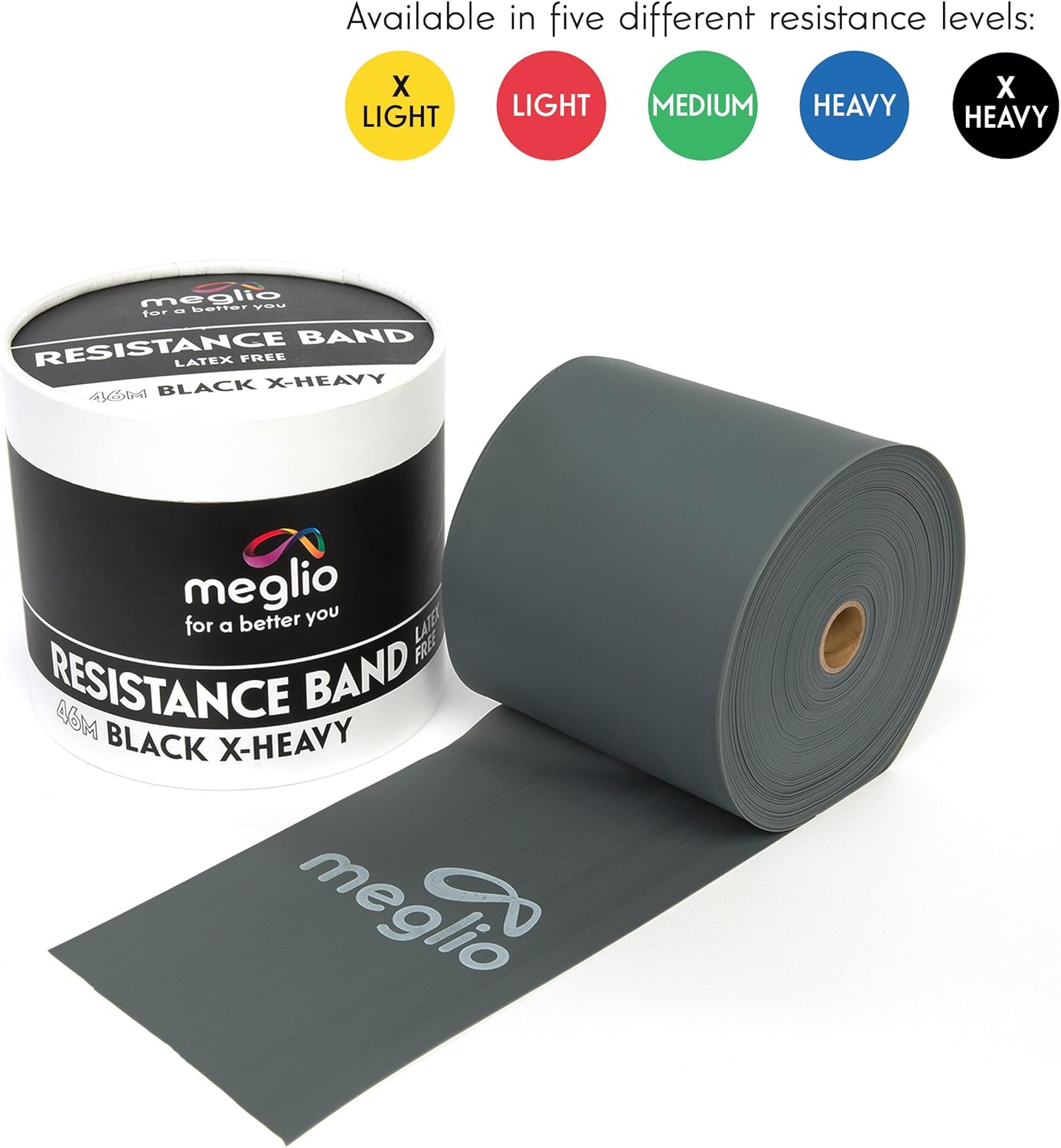 Meglio Resistance Bands Roll, Latex Free Exercise Bands for Building Strength Pilates Band for Fitness Flexibility