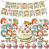 Hamster Birthday Party Supplies Hamster Party Decorations Include HAPPY BIRTHDAY Banner ,Children Guinea Pig Birthday Party Balloons Banners Cupcake Decorations,Hamster Party Supplies for Kids