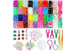 RUGLAMZHIP Band Bracelet Kit, 30 Colors Band Bracelet Making Kits, 1900 Bracelets Kit, Bands Kit, Colorful Bracelet Making Kit for Girls Boys DIY Craft Gift