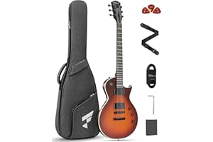 Fesley 39" LP Electric Guitar Kit:Full Size Solid Body Electric Guitars for Beginners with Humbucker Pickups,Poplar Body,Maho