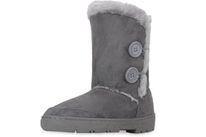 CLPP'LI Womens Twin Button Fully Fur Lined Waterproof Winter Snow Boots