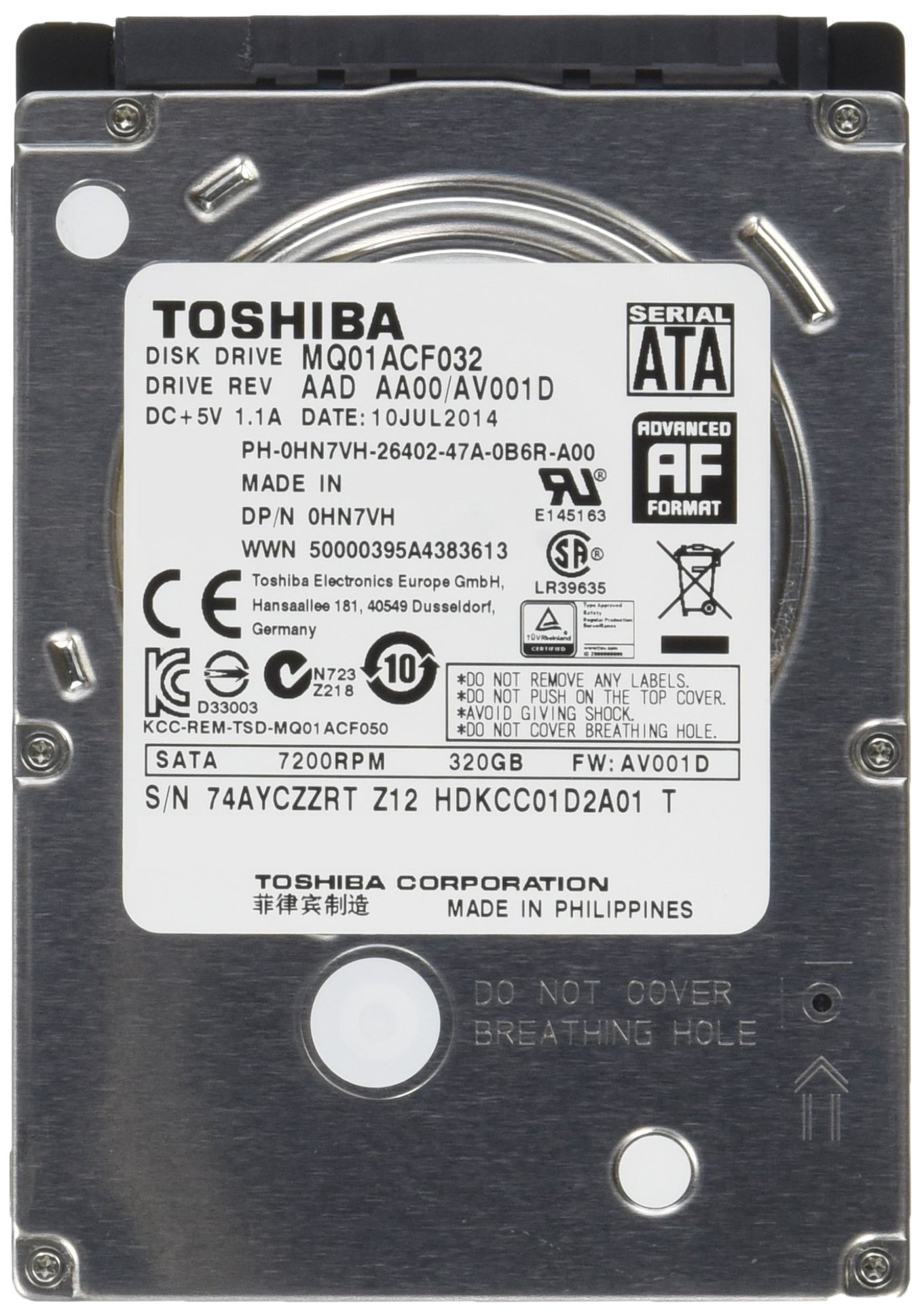 Toshiba HDD 320GB SATA 3GB/S 2.5IN