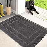 PURRUGS Dirt Trapping Door Mat 20in x 31.5in, Non-Slip/Skid Machine Washable Entryway Rug, Dog Doormat, Super Absorbent Welcome Mat for Muddy Wet Shoes and Paws, Grey