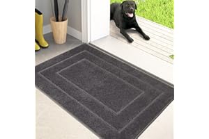 PURRUGS Dirt Trapping Door Mat 20in x 31.5in, Non-Slip/Skid Machine Washable Entryway Rug, Dog Doormat, Super Absorbent Welcome Mat for Muddy Wet Shoes and Paws, Grey