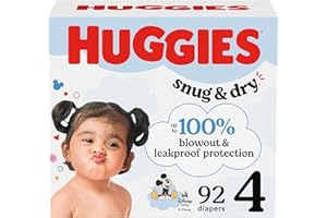 Huggies Size 4 Diapers, Snug & Dry Baby Diapers, Size 4 (22-37 lbs), 92 Count, Packaging May Vary