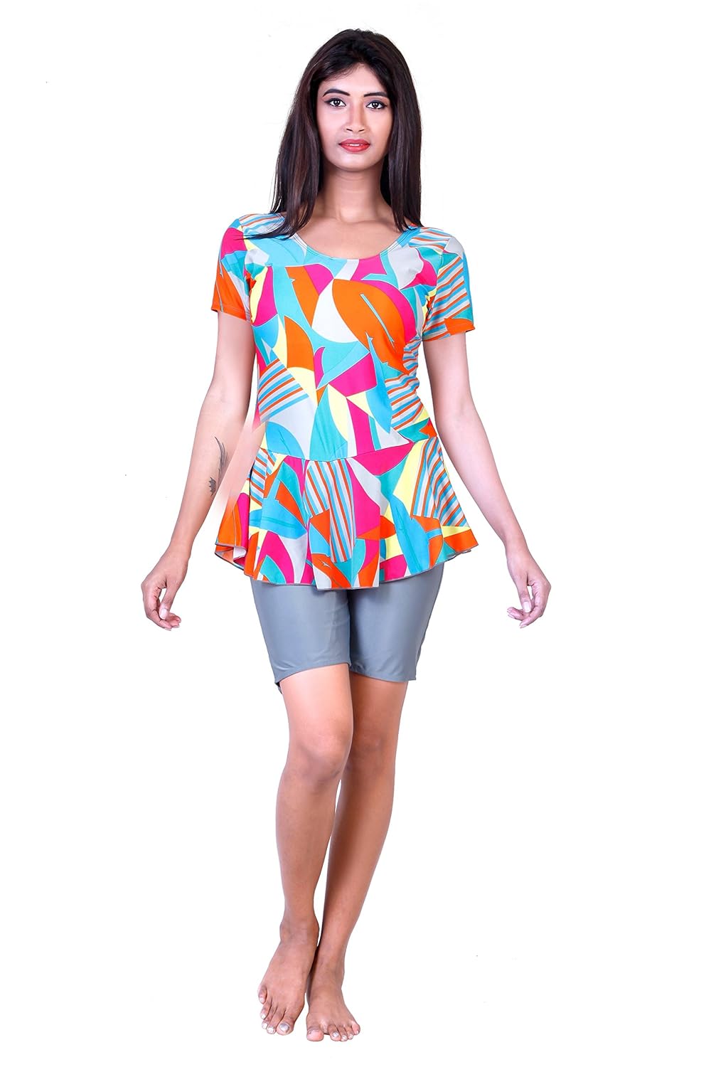 rovars one piece three fourth leg women swimwear