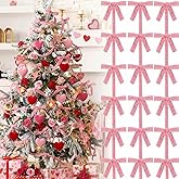 Knitgrip 33 ft Pink Velvet Bows Valentines Day Decorations Pink Bow Coquette Decor Hanging String Garlands for Tree Wall Home Decoration Valentines Wedding Anniversary Party Supplies