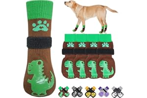 BEAUTYZOO Non-Slip Dog Socks to Prevent Licking Paws, Dog Shoes for Hot Pavement, Paw Protector Traction on Wood/Hardwood Floors- Grip That Works Even When Twisted-Senior Small Medium Large Dog Boots
