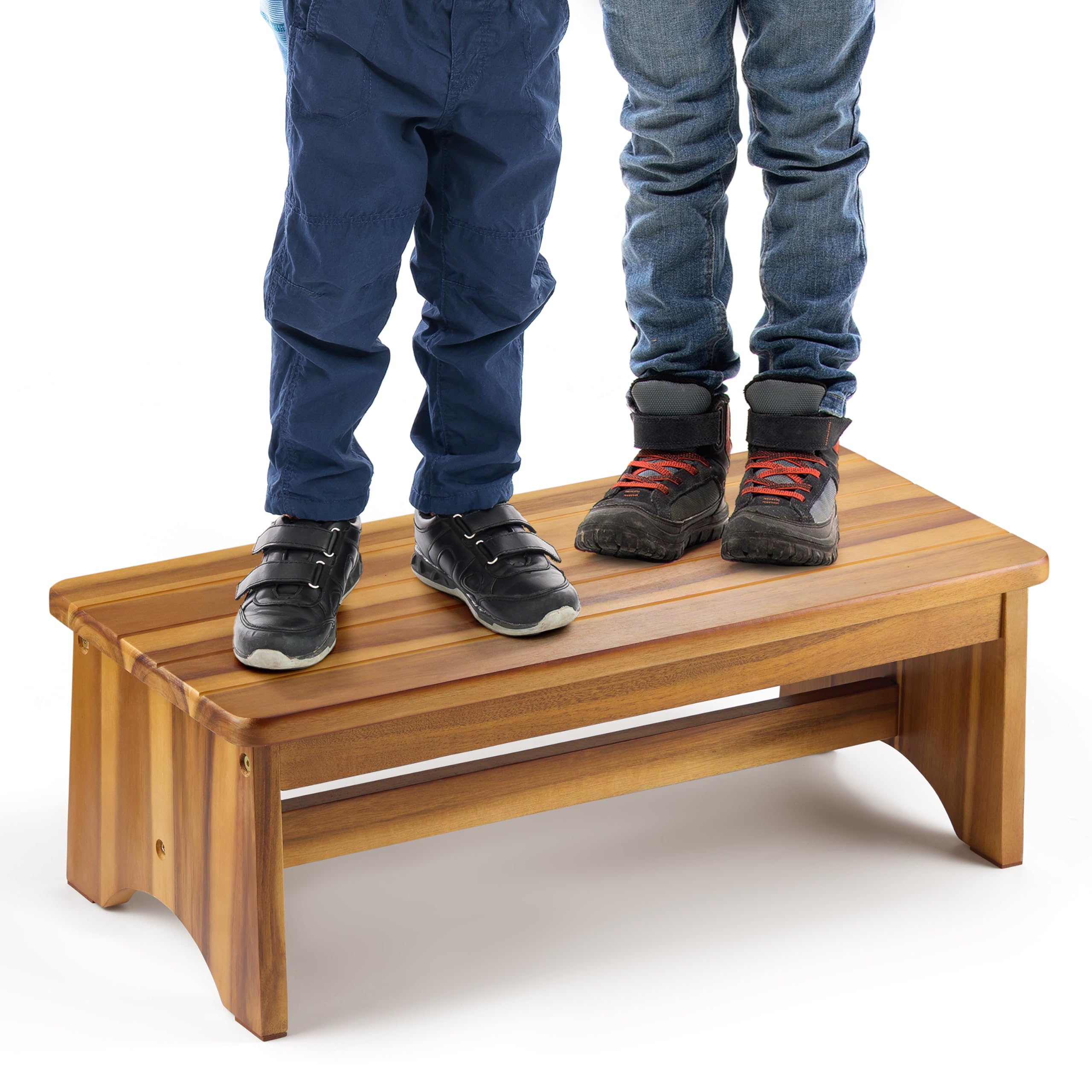 Photo 1 of FANATU Extra Wide 26in Wooden Step Stool, Heavy Duty One Step Stool for Adults and Seniors, Holds Up to 550 lbs, Reinforced Cross Bar, Non-Skid Surface, Multipurpose Use for Kitchen, Bathroom, Bedroom